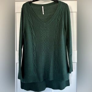 Soma Size Medium Recycled Yarn V-Neck Cable Knit Tunic Oversized Sweater Top